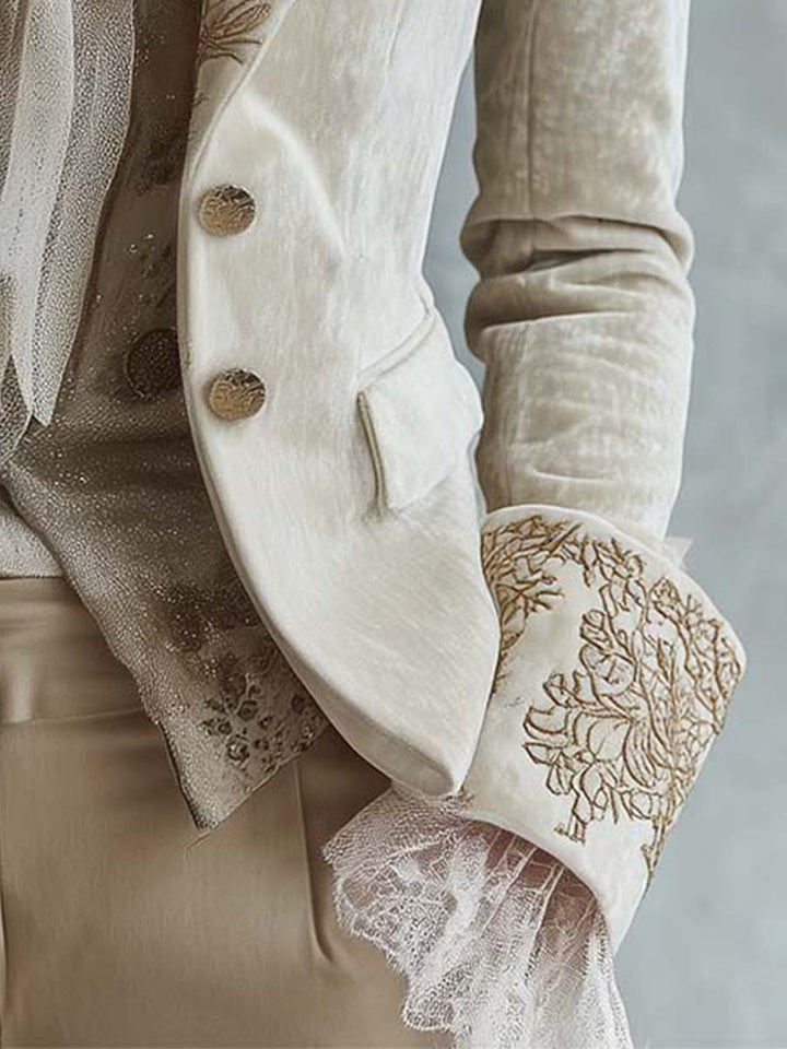 Constance | Ivory Tailored Embroidered Blazer