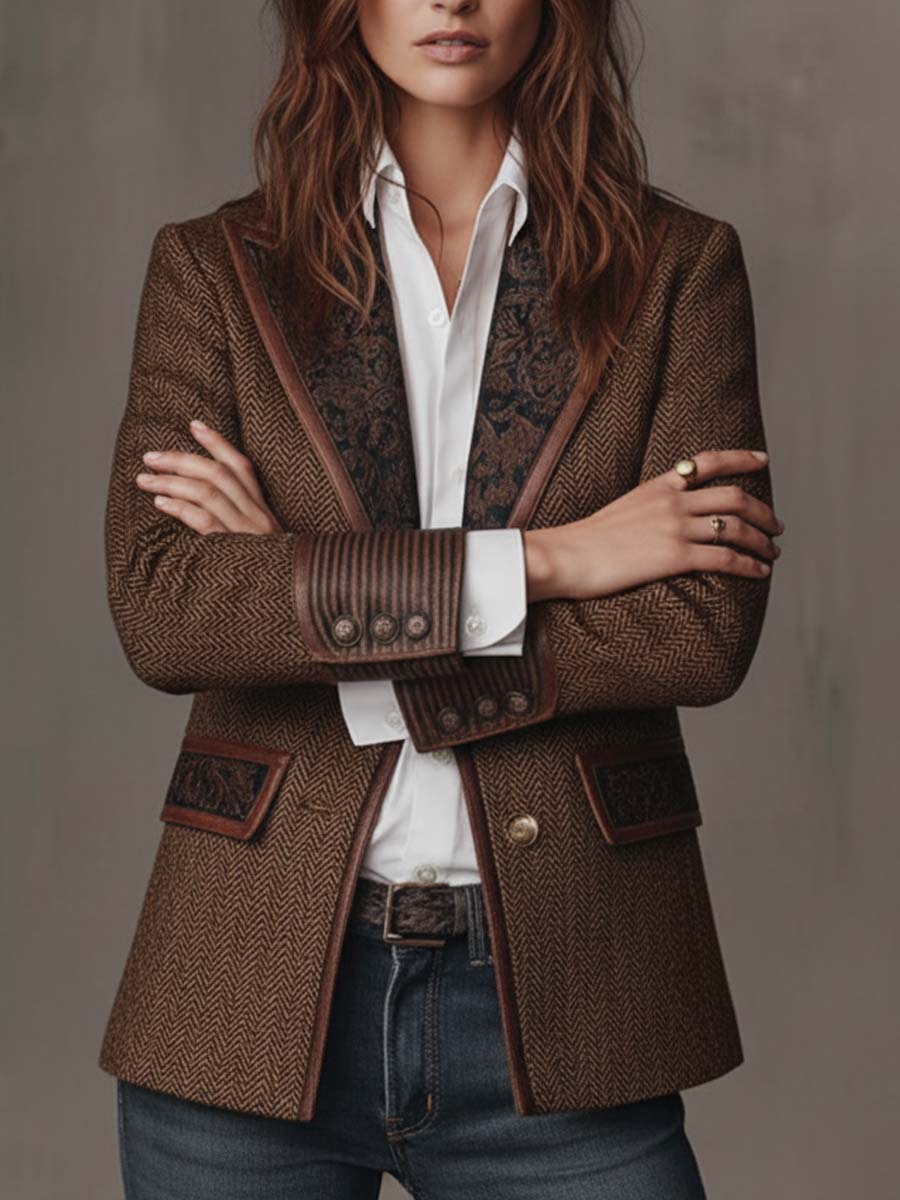 Gisèle | Blazer with Chevron Print Insets