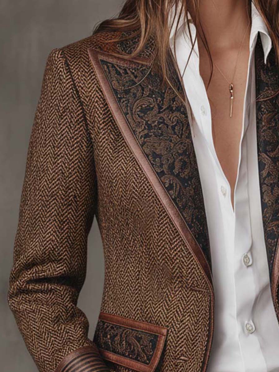 Gisèle | Blazer with Chevron Print Insets