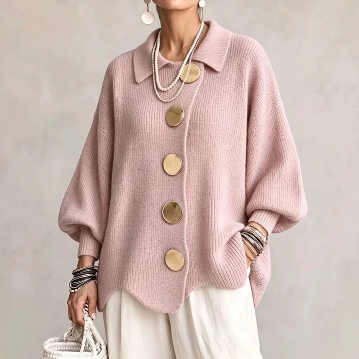 Karina - Oversized Collared Button Cardigan
