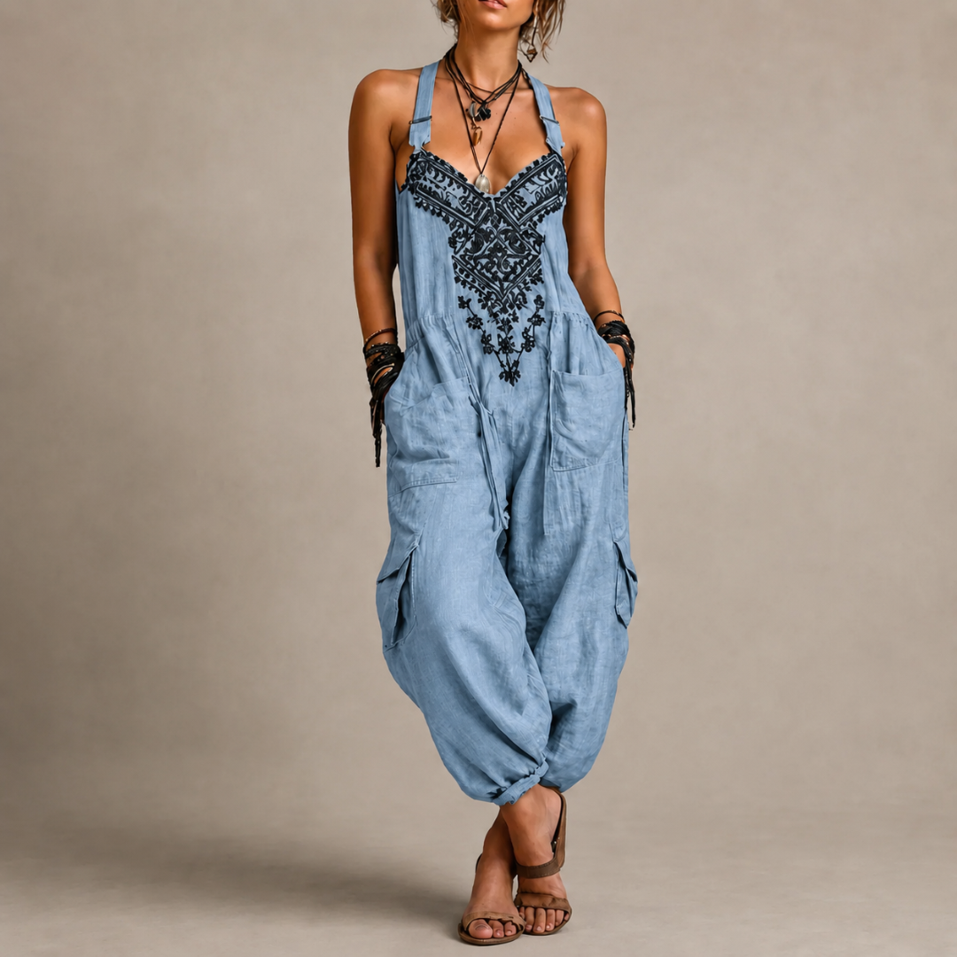 Astrid – Bohemian Embroidered Jumpsuit