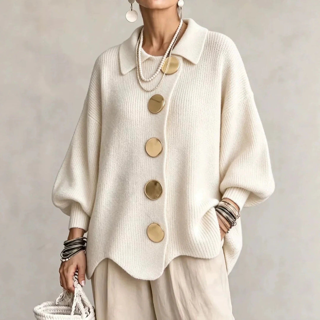 Karina - Oversized Collared Button Cardigan