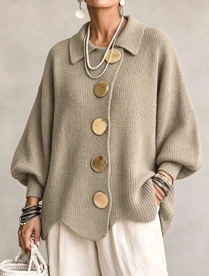 Karina - Oversized Collared Button Cardigan