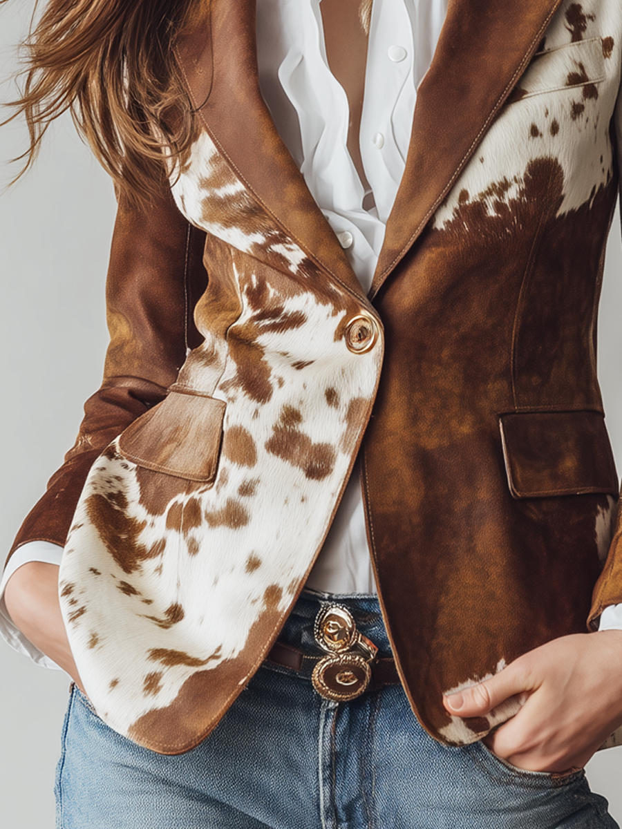 Agathe | Vintage Printed Cow Blazer Eco-Friendly