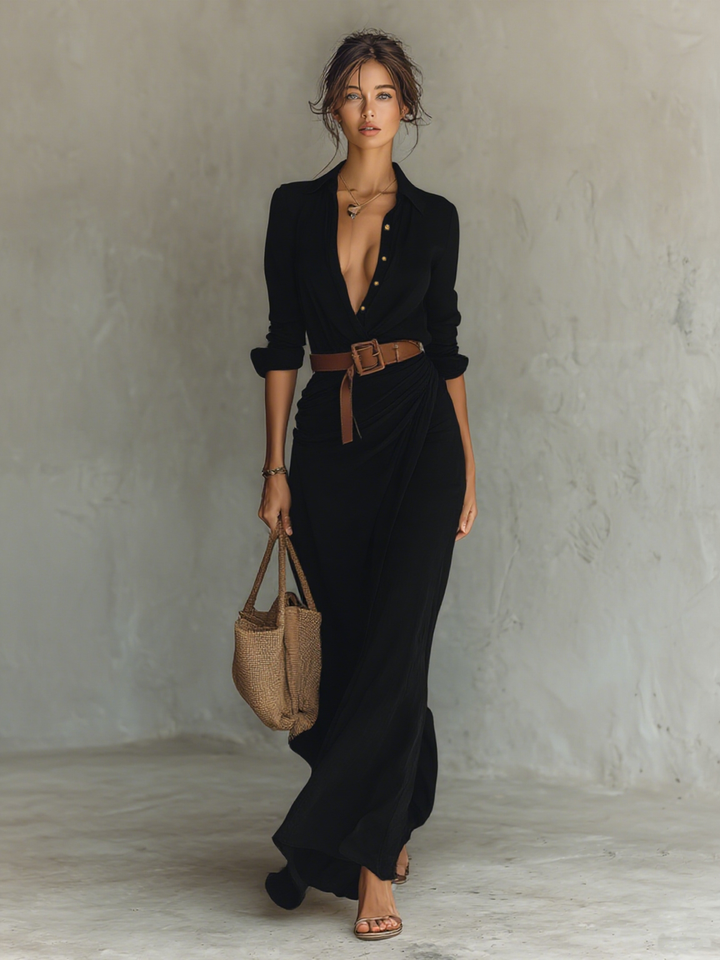 Valentino | Maxi Dress with Notched Collar