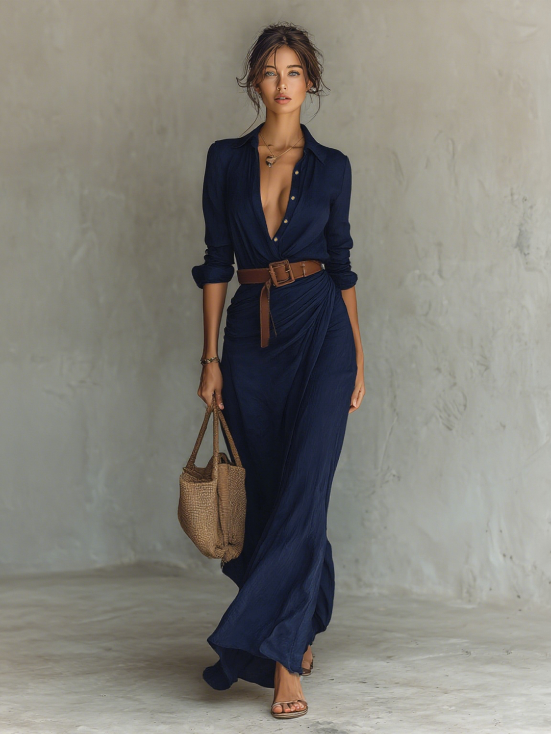 Valentino | Maxi Dress with Notched Collar