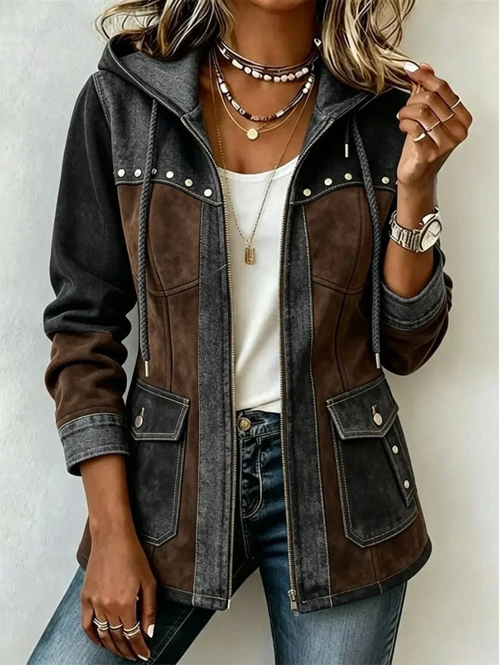 Bi-Material Hooded Jacket Véronique