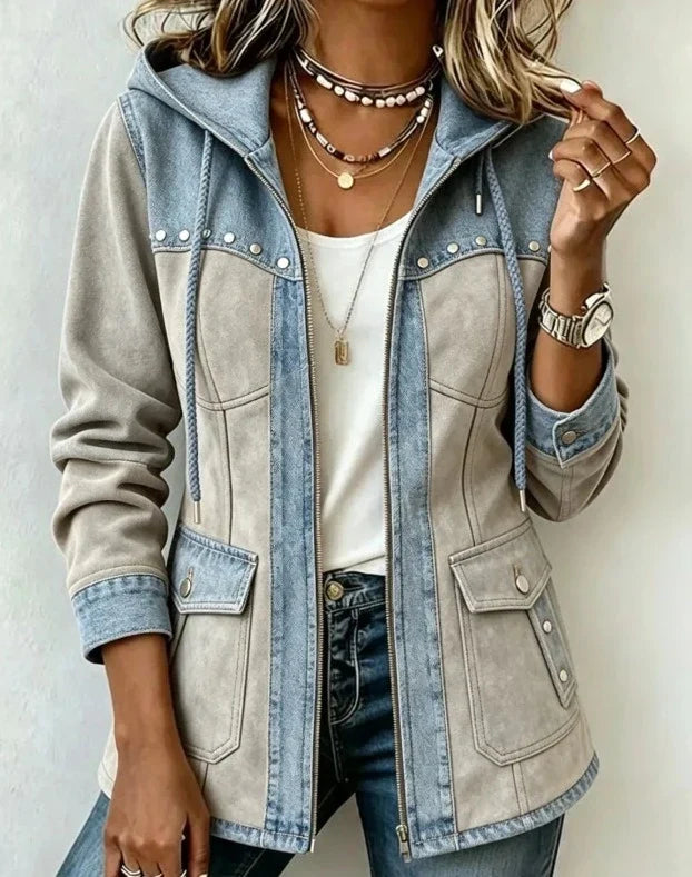 Bi-Material Hooded Jacket Véronique