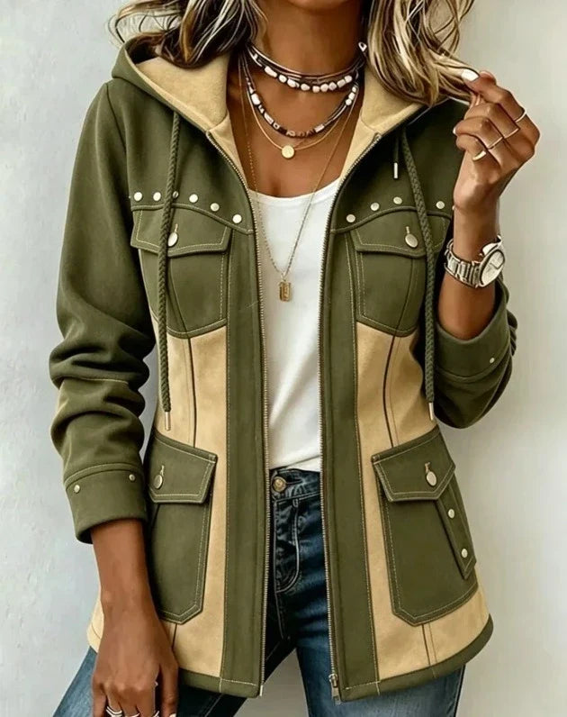Bi-Material Hooded Jacket Véronique
