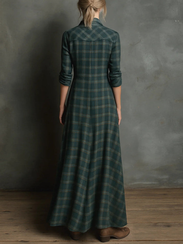 Margherita | Long Shirt Dress with Checked Collar