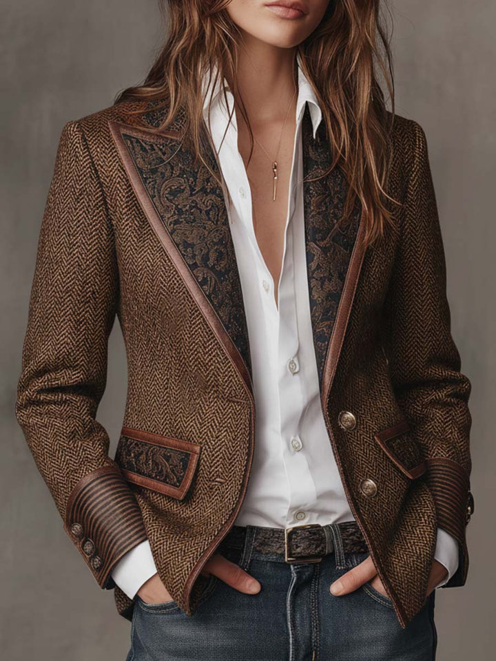 Gisèle | Blazer with Chevron Print Insets