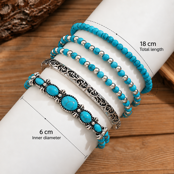 Celestina | Set of Bracelets with Turquoise Beads