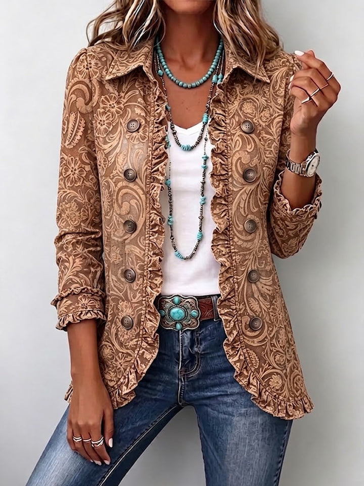 Noemi | Vintage Floral Bohemian Jacket with Ruffles