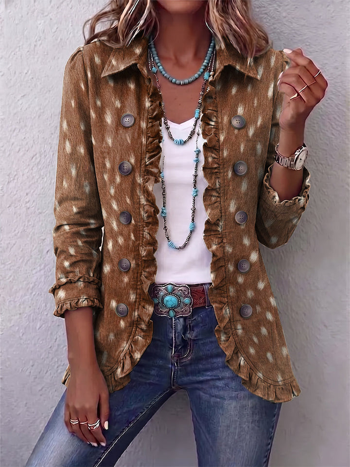 Ilenia | Bohemian Printed Animal Jacket with Ruffles