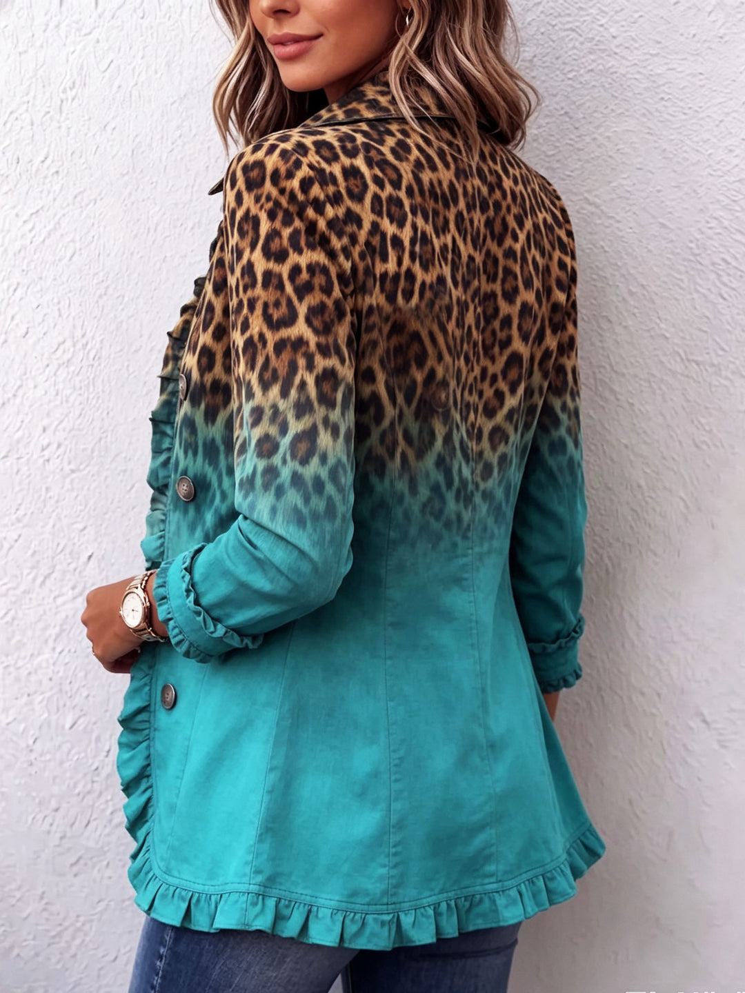 Beatrice | Ombre Leopard Blazer with Ruffles