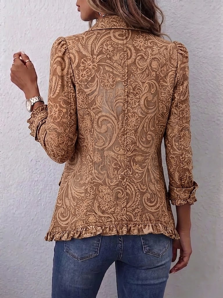 Noemi | Vintage Floral Bohemian Jacket with Ruffles