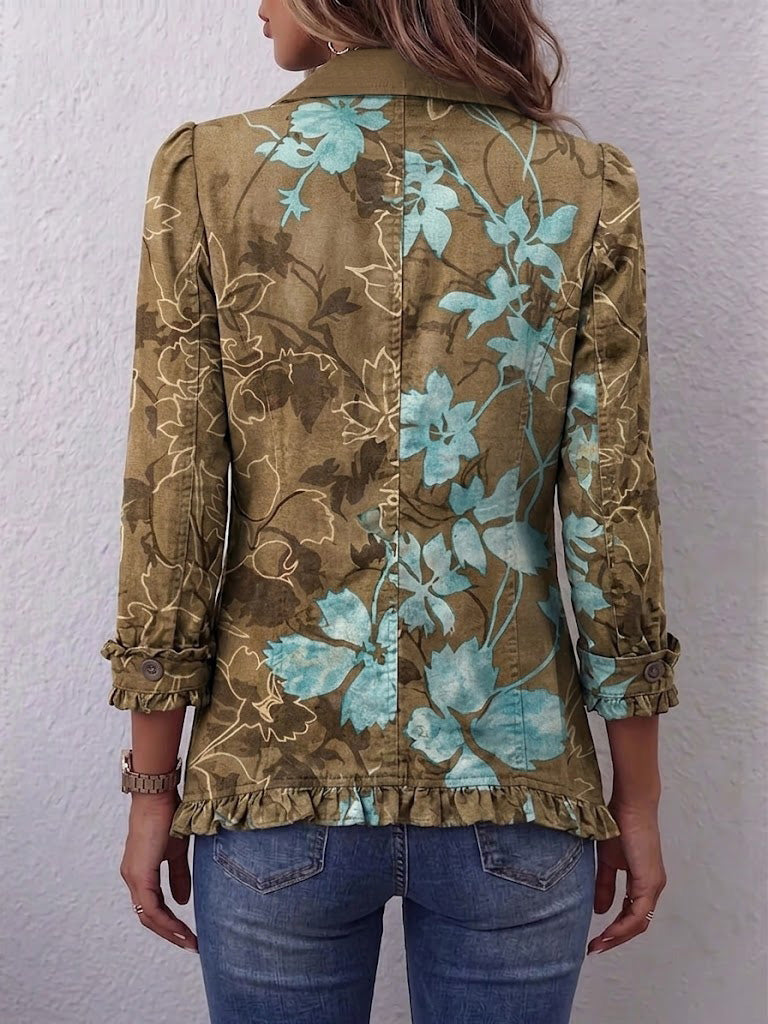 Bianca | Vintage Floral Ombre Bohemian Jacket with Ruffles