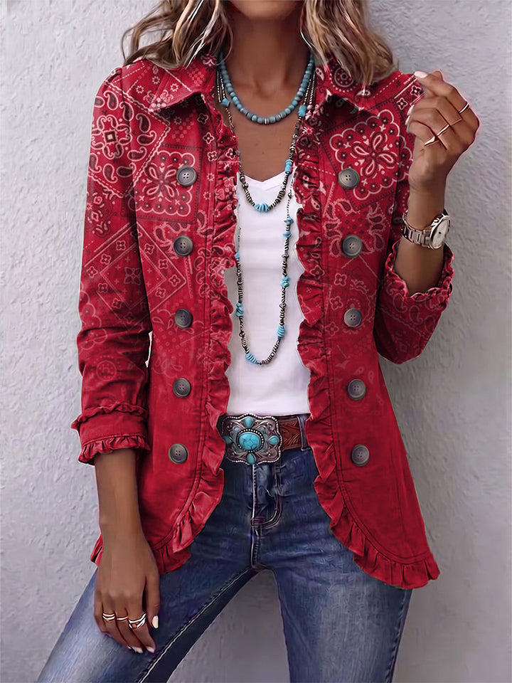 Gaia | Bohemian Paisley Ombre Jacket with Ruffles