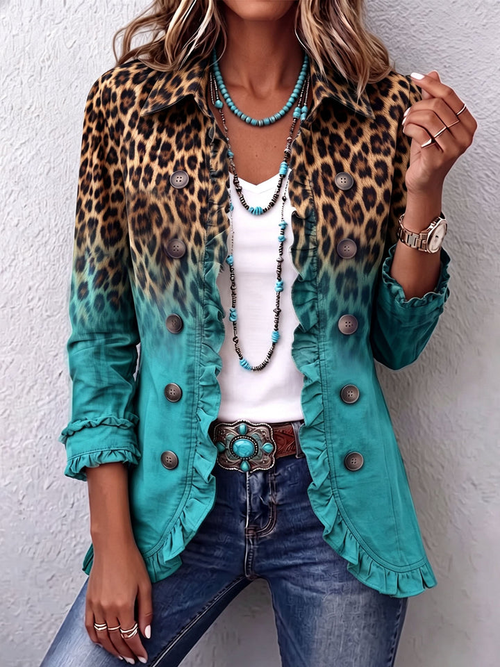Beatrice | Ombre Leopard Blazer with Ruffles