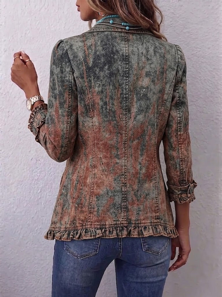 Flavia | Vintage Textured Ombre Jacket with Ruffles