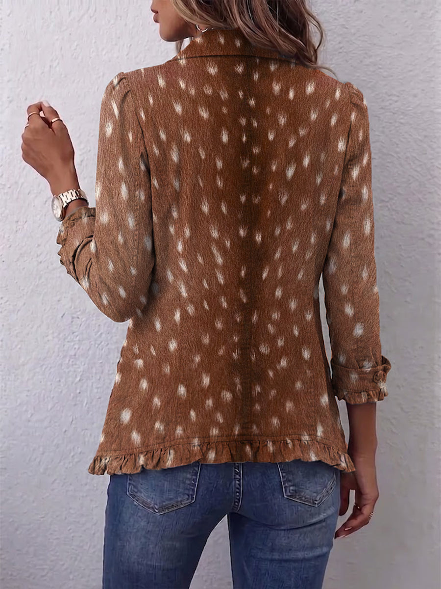 Ilenia | Bohemian Printed Animal Jacket with Ruffles