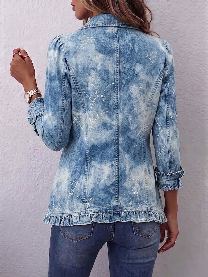 Ginevra | Vintage Gradient Botanical Bohemian Jacket with Ruffles