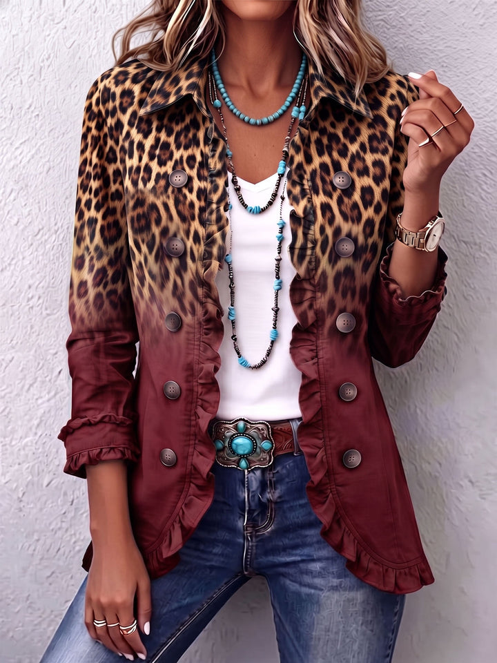 Beatrice | Ombre Leopard Blazer with Ruffles