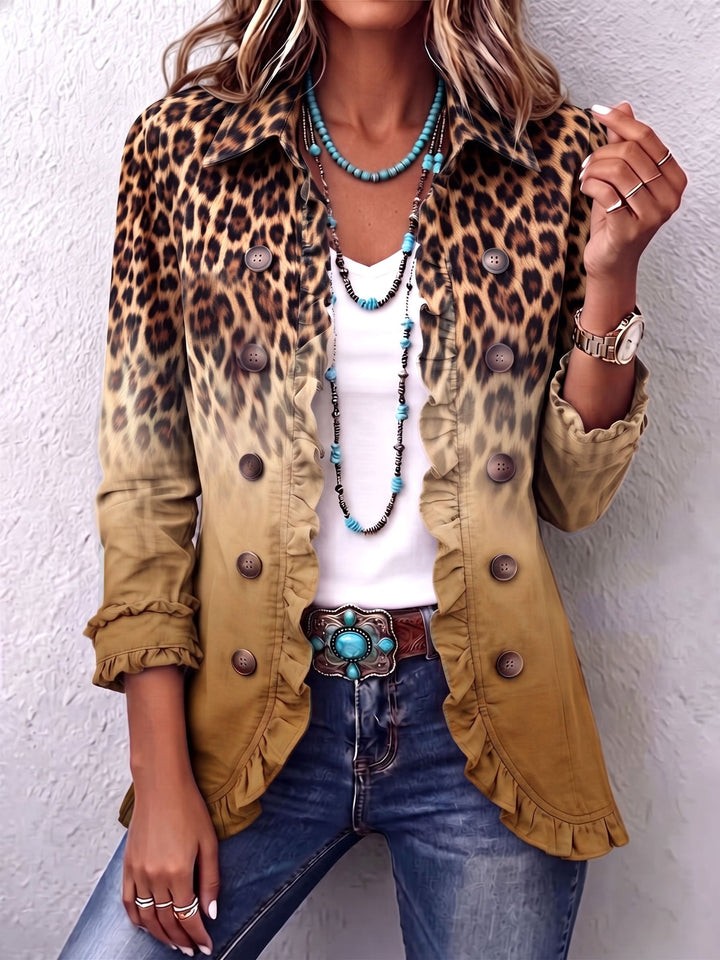 Beatrice | Ombre Leopard Blazer with Ruffles