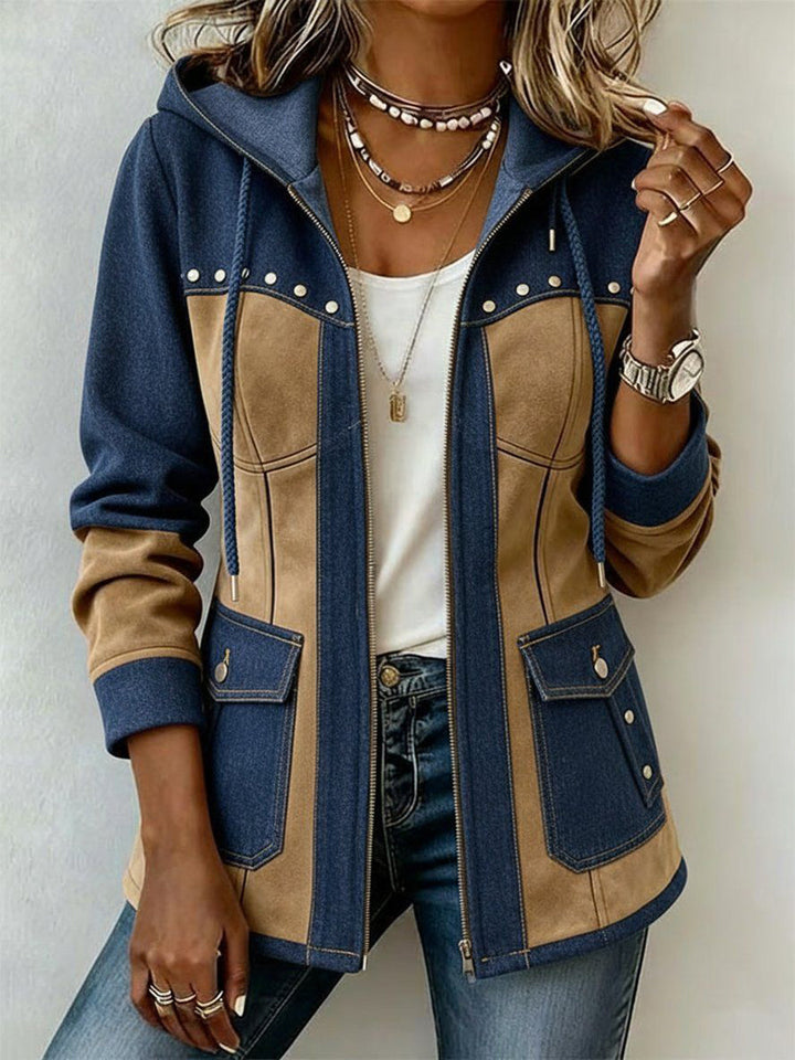 Bi-Material Hooded Jacket Véronique