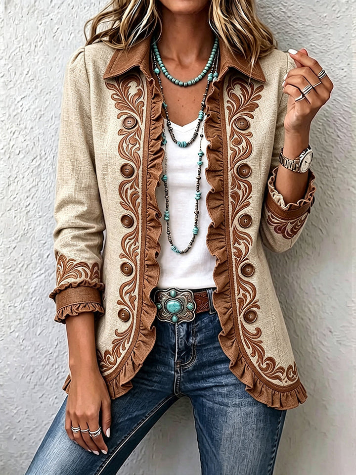 Ottavia | Vintage Floral Bohemian Jacket with Ruffles