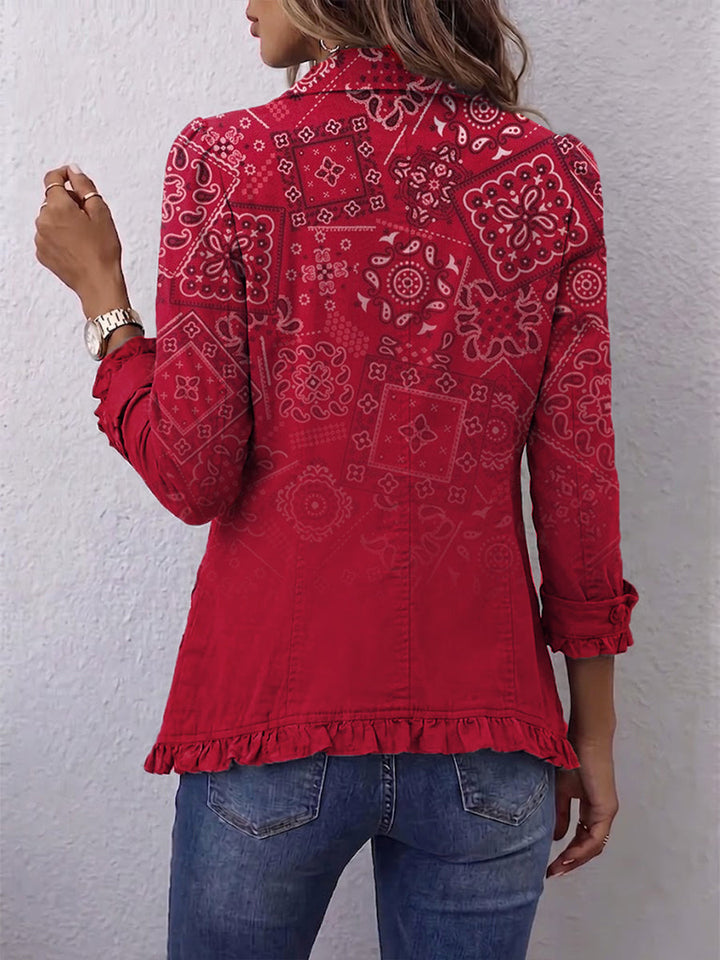 Gaia | Bohemian Paisley Ombre Jacket with Ruffles