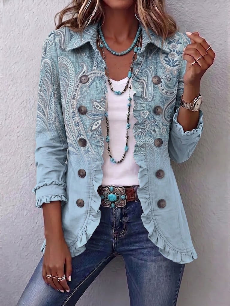 Emilia | Vintage Paisley Jacket with Ruffles