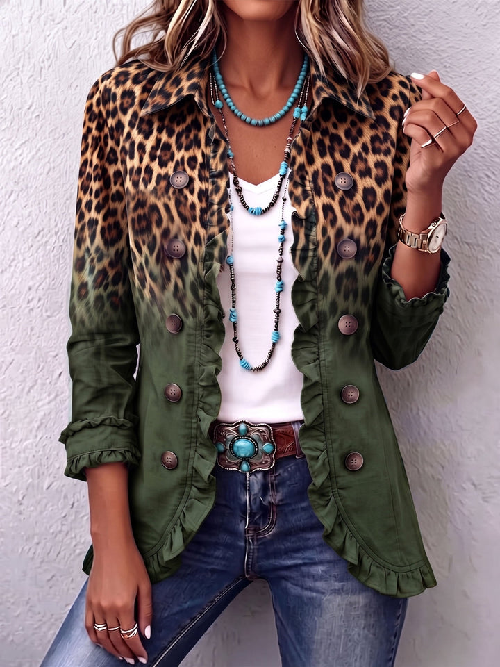 Beatrice | Ombre Leopard Blazer with Ruffles